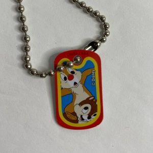 Disney Chip and Dale Rescue Rangers Dog Tag Necklace Pendant  Unmarked Metal